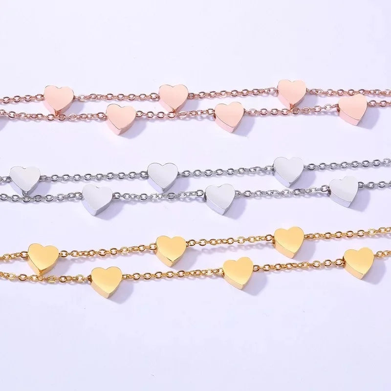 Charming Double Heart Bracelets & Bangles Set