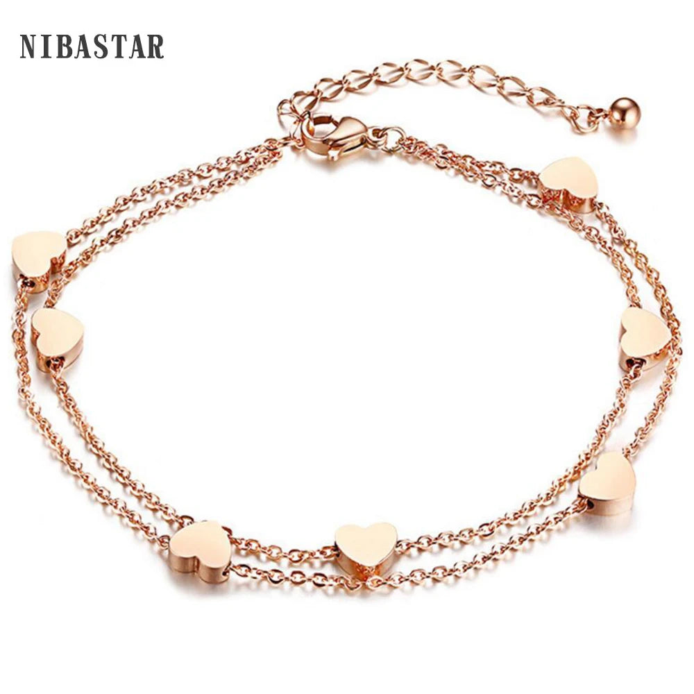 Charming Double Heart Bracelets & Bangles Set