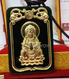 Green Hetian Jade + 18K Inlaid GuanYin Buddha Pendant