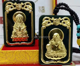 Green Hetian Jade + 18K Inlaid GuanYin Buddha Pendant