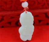 Natural A Jadeite 18K Solid Chinese God Fish Jade Pendant Necklace