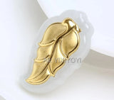 Natural A Jadeite Jade + 18K Chinese Tree Leaf Pendant Necklace