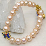 Orange Natural Pearl Beads 9-10mm Bracelet Women Party DIY Jewelry