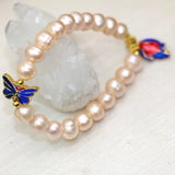 Orange Natural Pearl Beads 9-10mm Bracelet Women Party DIY Jewelry
