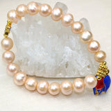 Orange Natural Pearl Beads 9-10mm Bracelet Women Party DIY Jewelry
