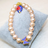 Orange Natural Pearl Beads 9-10mm Bracelet Women Party DIY Jewelry