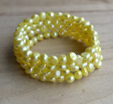 Pale Yellow Freshwater Pearl Bracelet, Wedding Party Jewelry