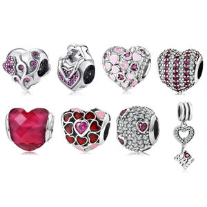 Pink CZ Heart 925 Silver Bead for LYNACCS Bracelet