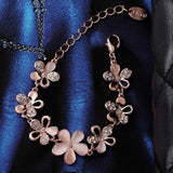 Pink Cat's Eye Opal Flower Chain Bracelet