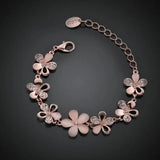 Pink Cat's Eye Opal Flower Chain Bracelet