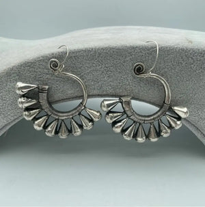 Tibet Tribal Jewelry Miao Silver Big Hollow Earrings Pair