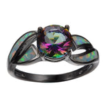 Charming Fire Opal Ring Colorful Sappjire Men Women Rainbow Jewelry RB0276