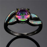 Charming Fire Opal Ring Colorful Sappjire Men Women Rainbow Jewelry RB0276