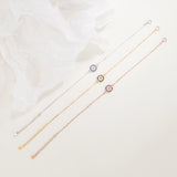 925 Silver Gem Round Lucky Chain Bracelet - S925 Silver Jewelry