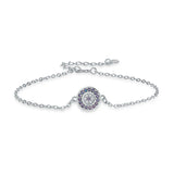 925 Silver Gem Round Lucky Chain Bracelet - S925 Silver Jewelry