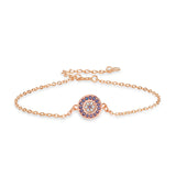 925 Silver Gem Round Lucky Chain Bracelet - S925 Silver Jewelry