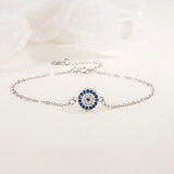 925 Silver Gem Round Lucky Chain Bracelet - S925 Silver Jewelry