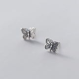 925 Sterling Silver Butterfly Earrings Push-Back Style