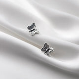 925 Sterling Silver Butterfly Earrings Push-Back Style