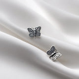 925 Sterling Silver Butterfly Earrings Push-Back Style