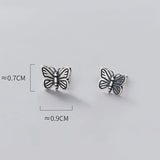 925 Sterling Silver Butterfly Earrings Push-Back Style