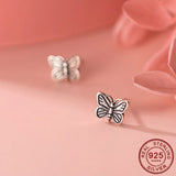 925 Sterling Silver Butterfly Earrings Push-Back Style