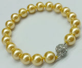 Yellow Shell Pearl Bead Bracelet 7.5 Inch Women's Jewelry