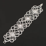 Charming Bride Crystal Rhinestone Wedding Bracelet Wide Princess Jewelry