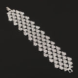 Charming Bride Crystal Rhinestone Wedding Bracelet Wide Princess Jewelry