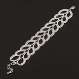 Charming Bride Crystal Rhinestone Wedding Bracelet Wide Princess Jewelry