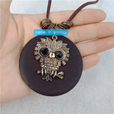 Wooden Leaves Vintage Necklace Long Sweater Chain National Artistic Charm