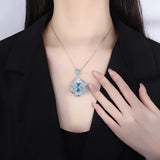 Ruby Aquamrine Pendant Necklace for Women with Lab Diamond