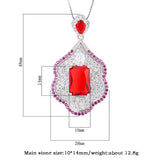 Ruby Aquamrine Pendant Necklace for Women with Lab Diamond