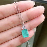 925 Silver 8*10mm Paraiba Tourmaline Pendant Necklace