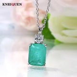 925 Silver 8*10mm Paraiba Tourmaline Pendant Necklace