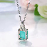 925 Silver 8*10mm Paraiba Tourmaline Pendant Necklace