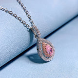925 Silver Pink Quartz Pendant Necklace Lab Diamond Wedding Jewelry
