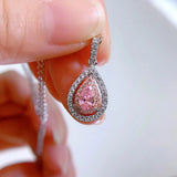925 Silver Pink Quartz Pendant Necklace Lab Diamond Wedding Jewelry
