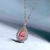 925 Silver Pink Quartz Pendant Necklace Lab Diamond Wedding Jewelry