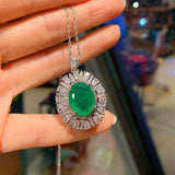 Paraiba Tourmaline Emerald Diamond Pendant Necklace for Women