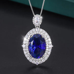 Emerald Aquamarine Sapphire Pendant Necklace for Women