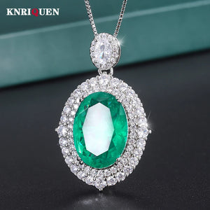 Emerald Aquamarine Sapphire Pendant Necklace for Women