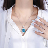 Emerald Aquamarine Sapphire Pendant Necklace for Women
