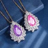 Pink Quartz Amethyst Pendant Necklaces - Diamond Gemstone Jewelry