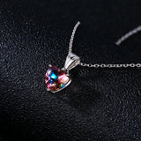 925 Silver Heart Pendant Necklace Multicolor Charm 16x8MM Women's Jewelry