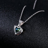 925 Silver Heart Pendant Necklace Multicolor Charm 16x8MM Women's Jewelry