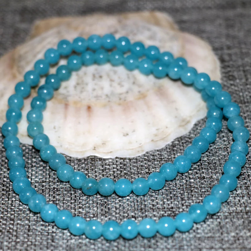 3 Rows Bracelets for Women Natural Jades Natural Stone Round Beads Chalcedony