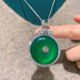Jade Crystal Pendant Necklace For Women Gemstone Birthstone Statement Jewelry