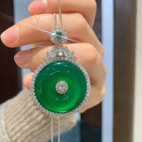 Jade Crystal Pendant Necklace For Women Gemstone Birthstone Statement Jewelry