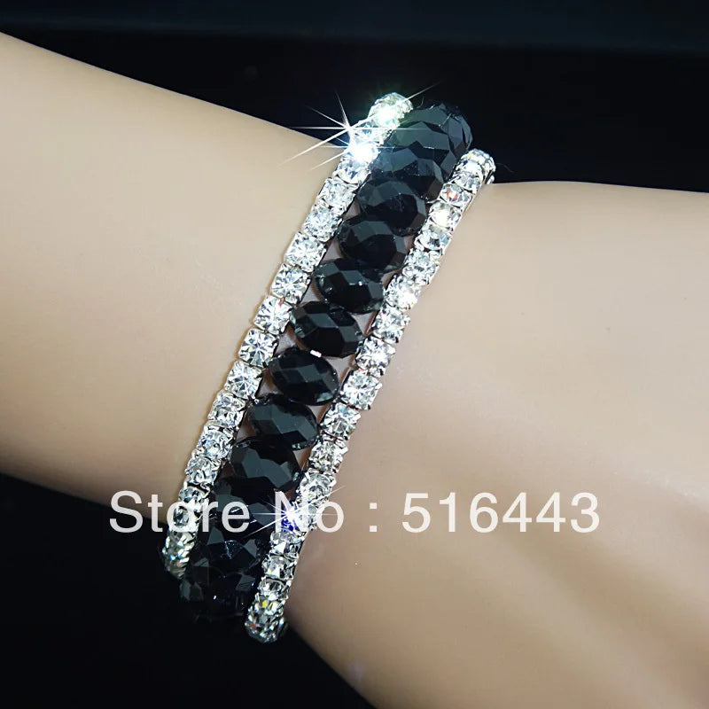 Crystal Rhinestones Stretchy Women Charms Bangles Bracelets